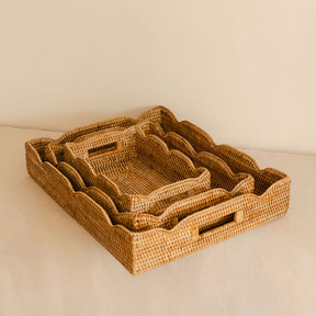 Rattan Rectangular Scallop Tray