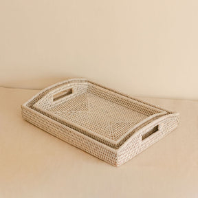 Rectangular Rattan Serving Tray with Cut-Out Handles
