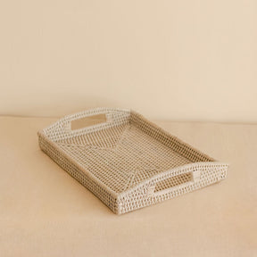 Rectangular Rattan Serving Tray with Cut-Out Handles