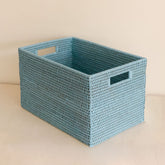 Rattan Large Rectangular Storage Basket with Inset Handles