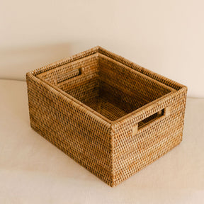 Rattan Classic Storage Basket With Inset Handles