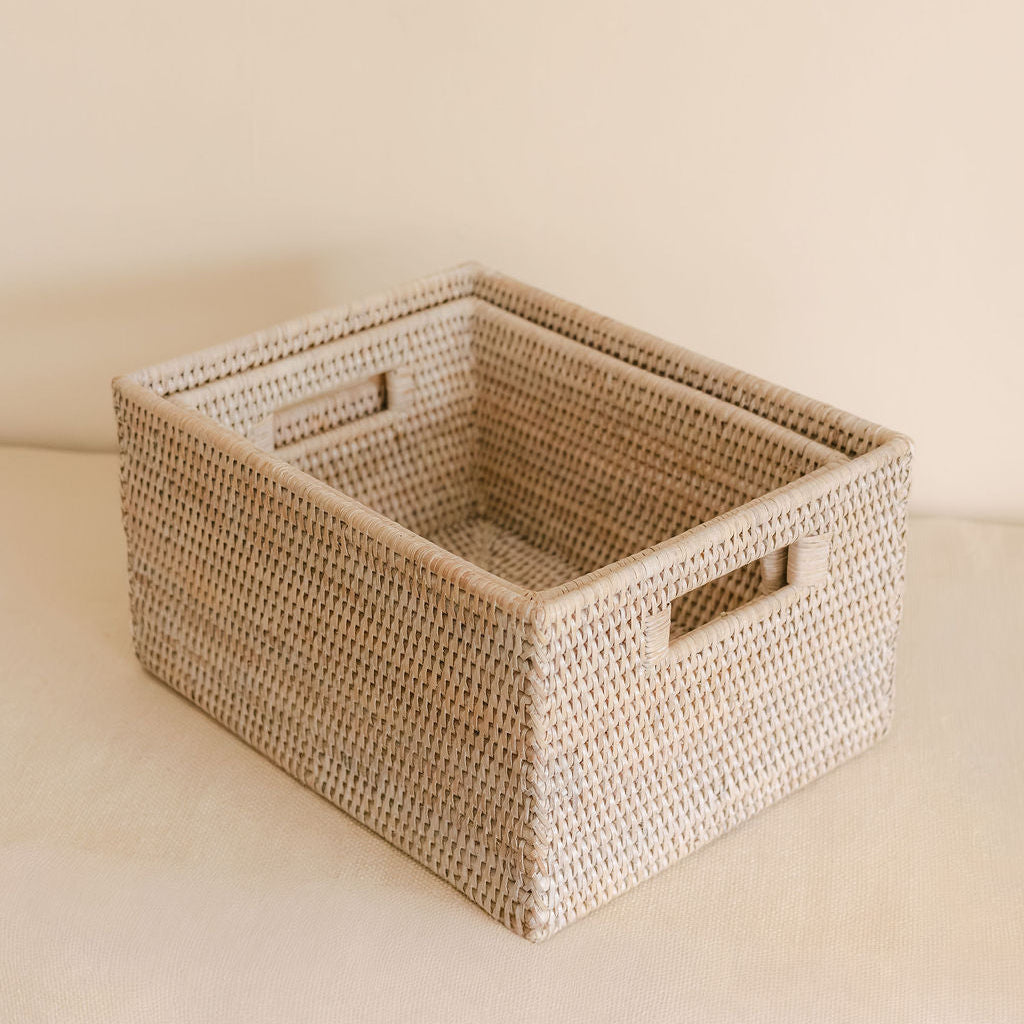Rattan Classic Storage Basket With Inset Handles