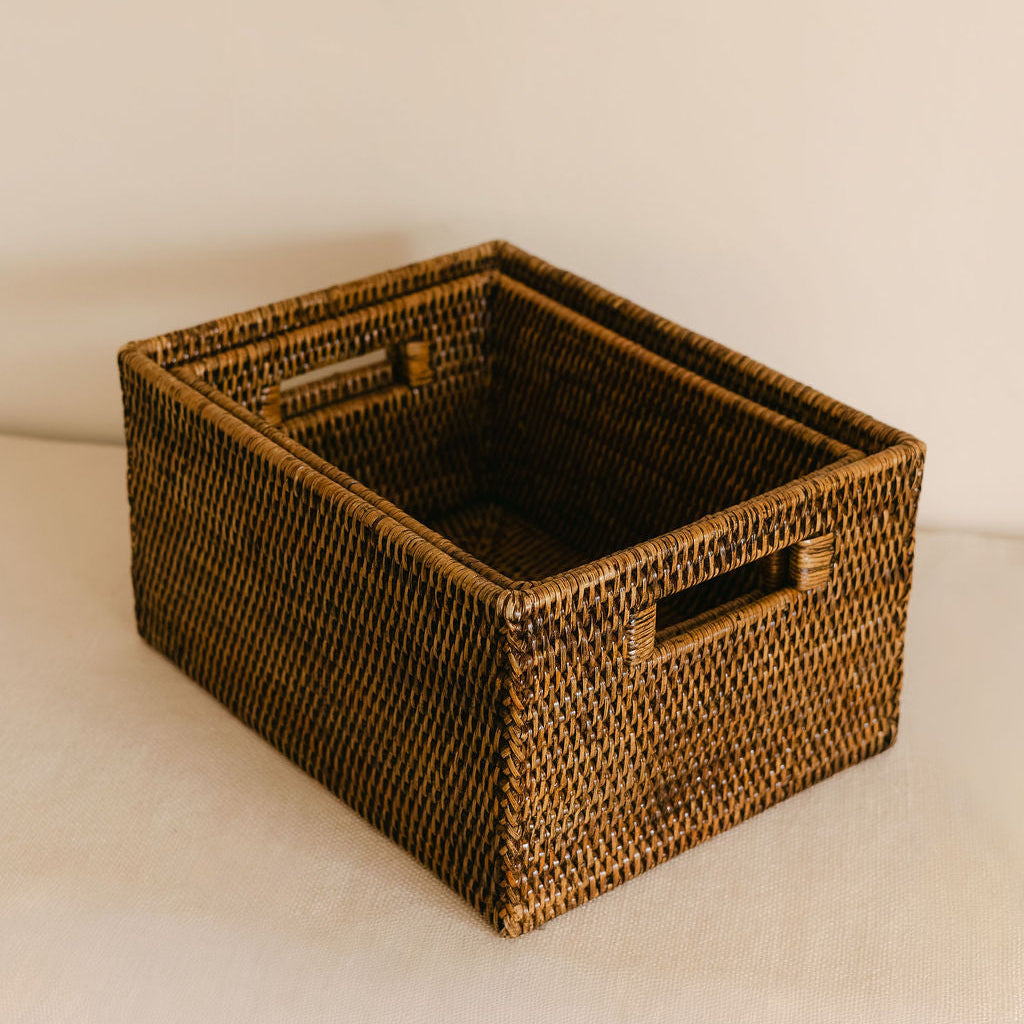 Rattan Classic Storage Basket With Inset Handles