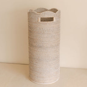 Scallop Rattan Umbrella Basket/ Umbrella Stand with Metal Liner