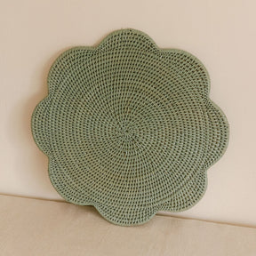 Rattan Large scallop round Placemat / Scallop round tablemat -Dia 42CM