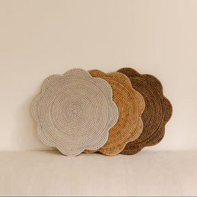 Rattan scallop round Placemat / Scallop round tablemat -Dia 36cm