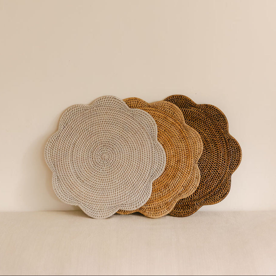 Rattan scallop round Placemat / Scallop round tablemat -Dia 36cm