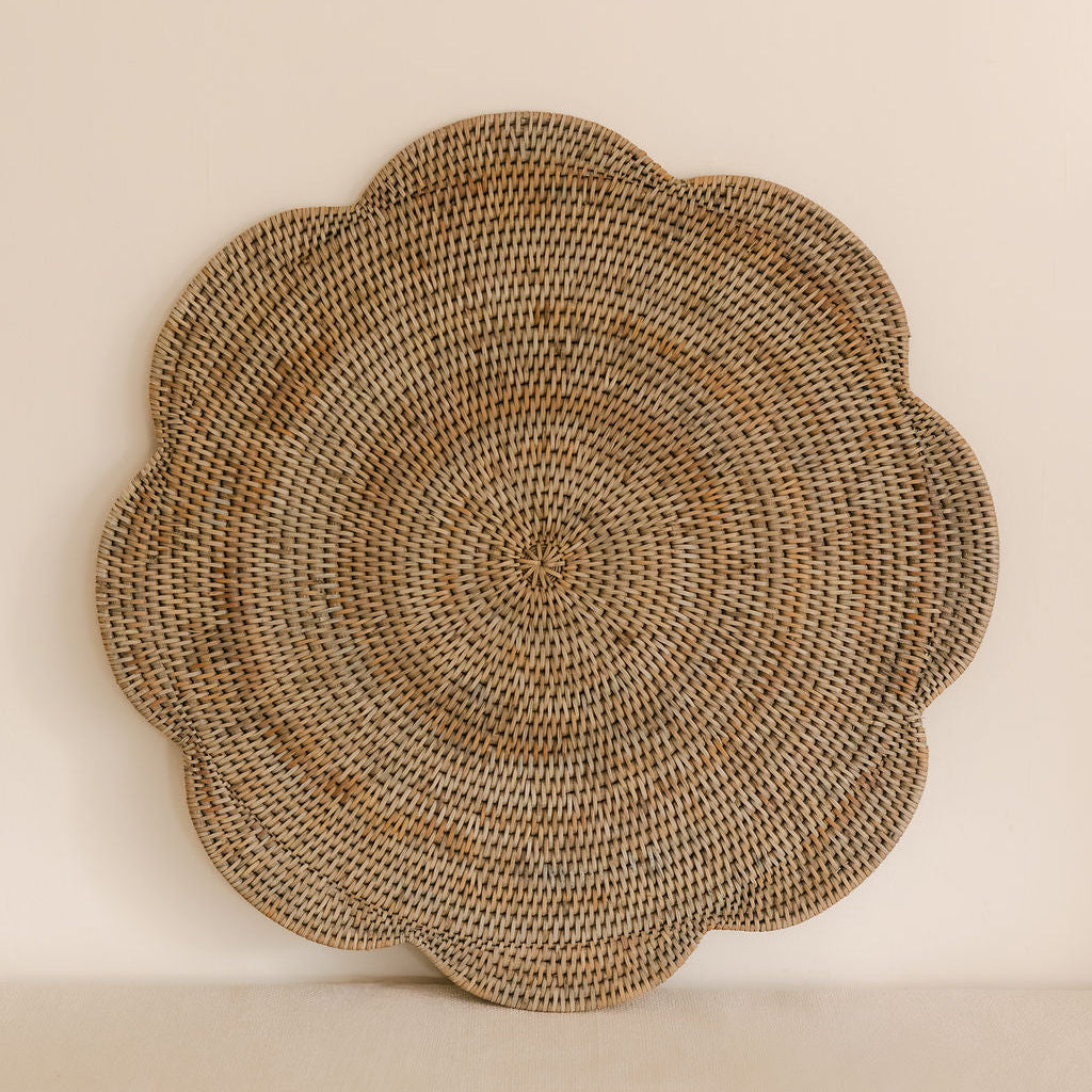 Rattan scallop round Placemat / Scallop round tablemat -Dia 36cm