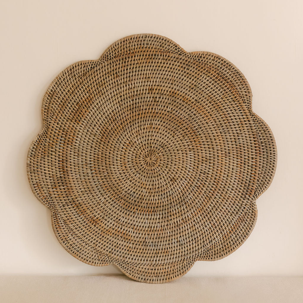 Rattan Large scallop round Placemat / Scallop round tablemat -Dia 42CM