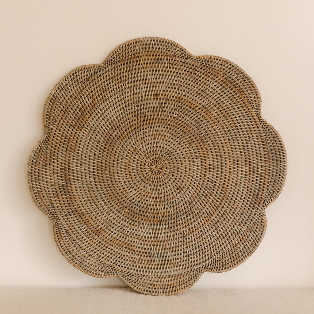 Rattan scallop round Placemat / Scallop round tablemat -Dia 36cm