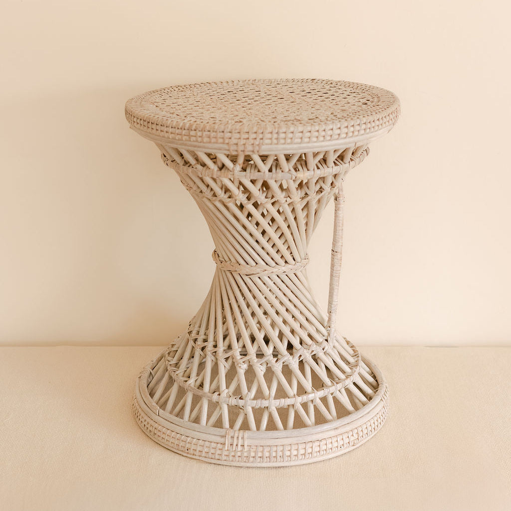 Rattan Twisted Stool With Vertical Handle
