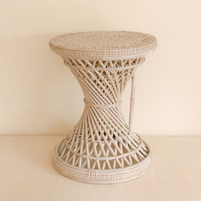 Rattan Twisted Stool With Vertical Handle