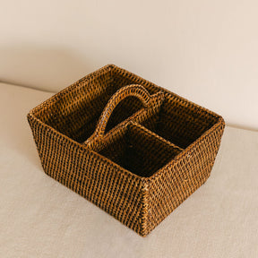 Rattan 3-Compartment Organiser Caddy/Condiment