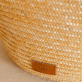 Straw Bag with Genuine Leather Handles