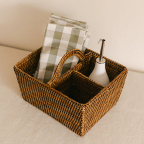 Rattan 3-Compartment Organiser Caddy/Condiment