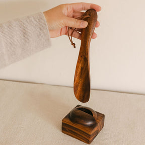 Handturned Wooden Shoe Horn with Stand- Lebbeck Wood