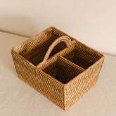 Rattan 3-Compartment Organiser Caddy/Condiment