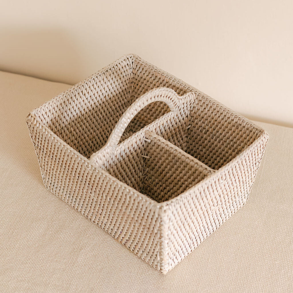 Rattan 3-Compartment Organiser Caddy/Condiment
