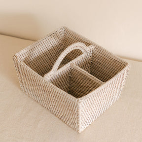 Rattan 3-Compartment Organiser Caddy/Condiment