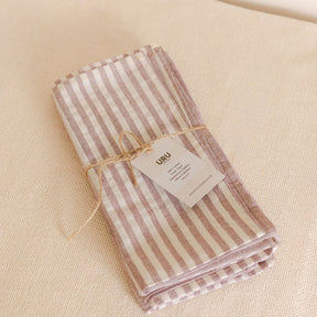 Handwoven & Hand-Dyed Half-Stripe Cotton Napkins (Set of 4)