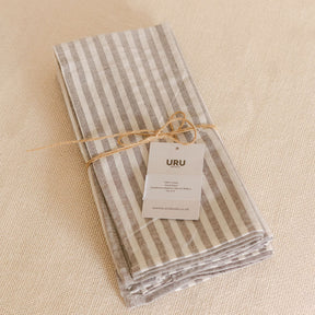 Handwoven & Hand-Dyed Half-Stripe Cotton Napkins (Set of 4)