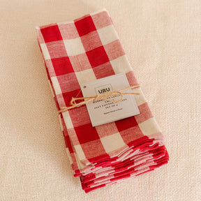 Handwoven 100% Pure Cotton Napkins – Gingham Check ( Set of Four)