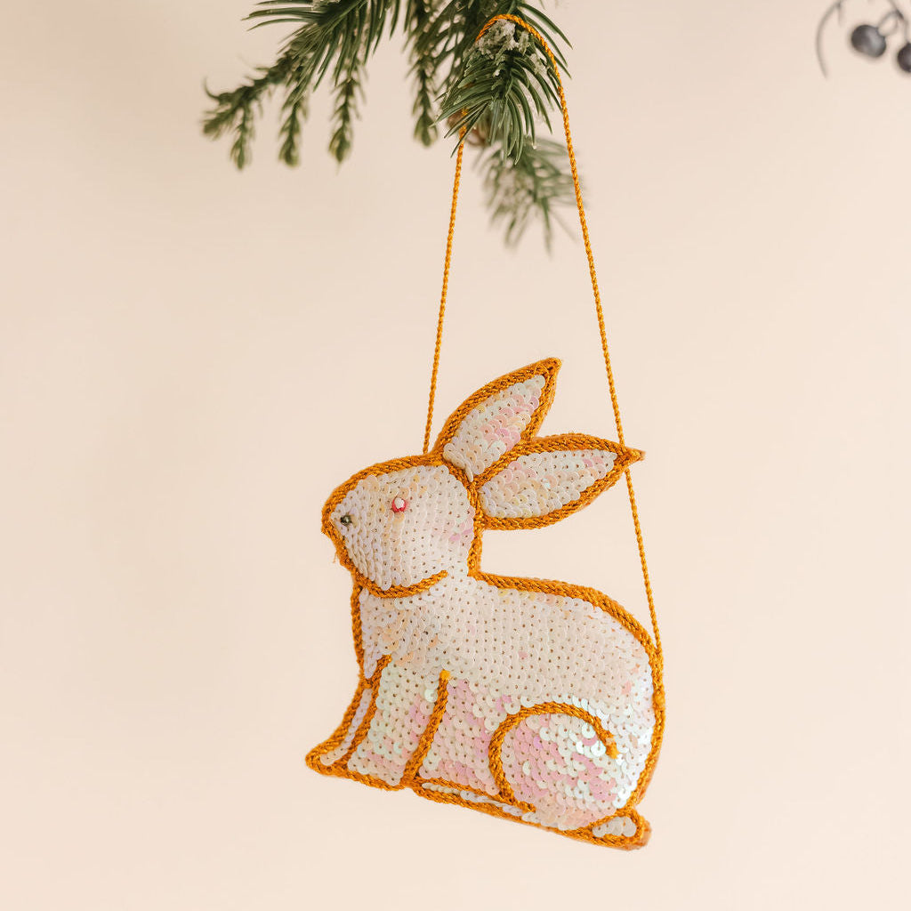 Mandalay Hand-Sequinned Rabbit - Xmas Hanging