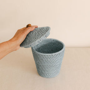 Rattan Small Pot with Lid/ Cottonwool pot
