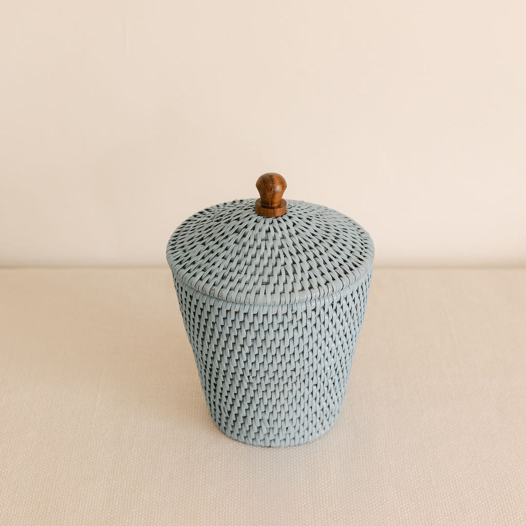 Rattan Small Pot with Lid/ Cottonwool pot