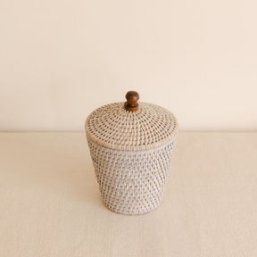 Rattan Small Pot with Lid/ Cottonwool pot