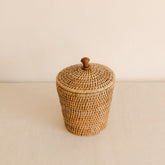 Rattan Small Pot with Lid/ Cottonwool pot