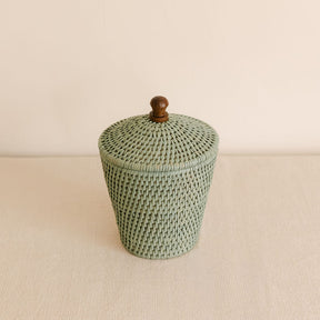 Rattan Small Pot with Lid/ Cottonwool pot