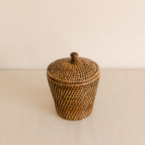 Rattan Small Pot with Lid/ Cottonwool pot