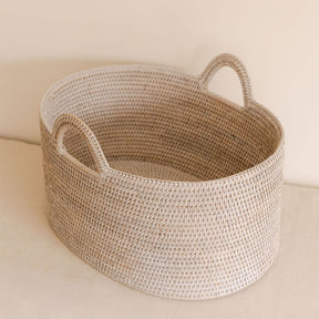 Rattan Oval Family Storage Basket with Arch Handles