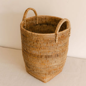 Rattan Small Tall Storage Basket with Handles