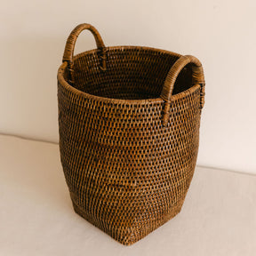 Rattan Small Tall Storage Basket with Handles