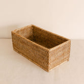 Rattan Small Rectangular Storage CD Basket