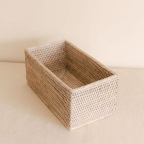 Rattan Small Rectangular Storage CD Basket