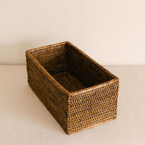 Rattan Small Rectangular Storage CD Basket