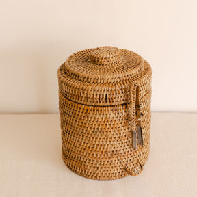 Rattan Ice Cube Box with Tongs