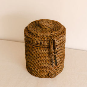 Rattan Ice Cube Box with Tongs