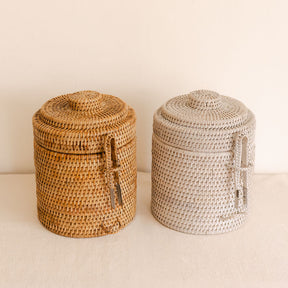 Rattan Ice Cube Box with Tongs