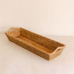 Rattan Long Tray with Arch Handles