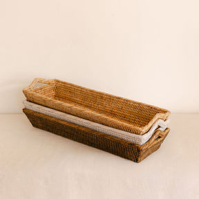 Rattan Long Tray with Arch Handles