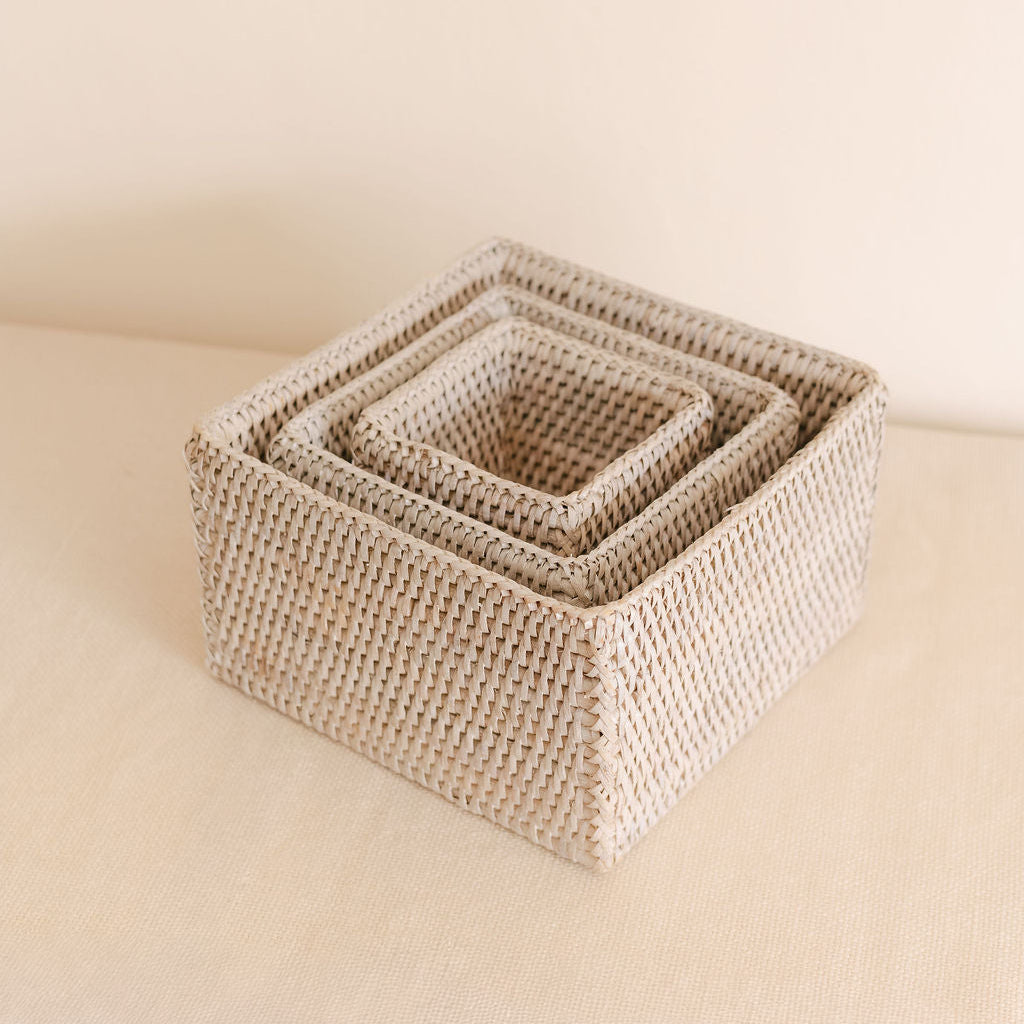 Rattan Small Square Storage Basket ( Sold individually)