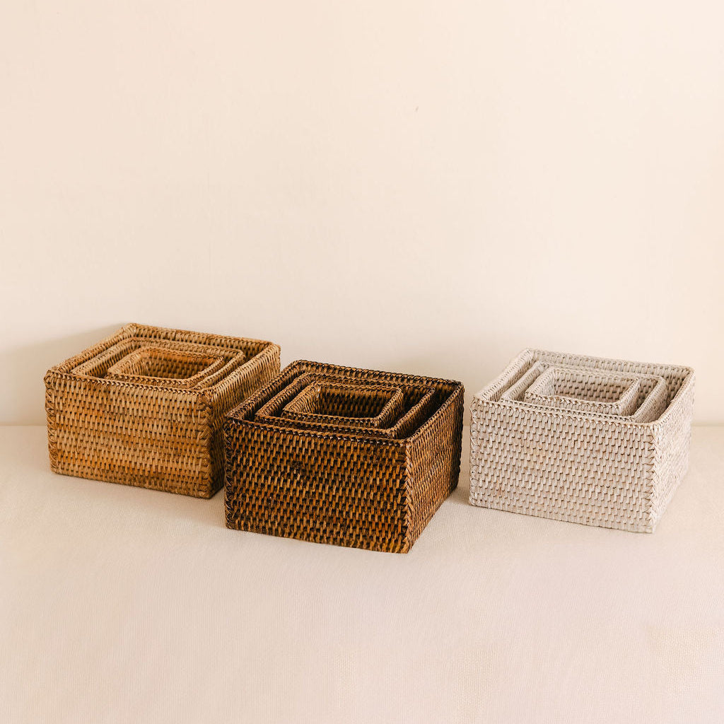 Rattan Small Square Storage Basket ( Sold individually)