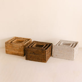 Rattan Small Square Storage Basket ( Sold individually)