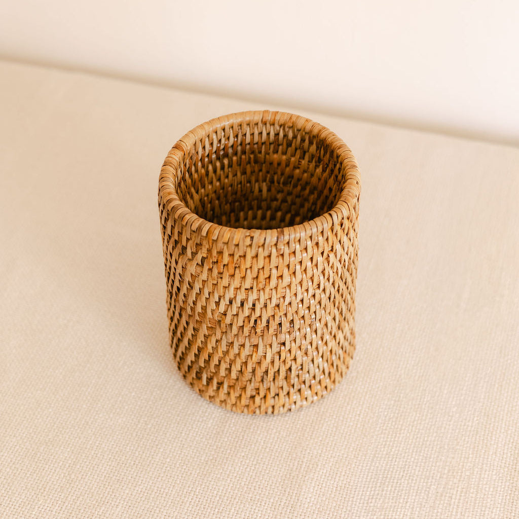 Rattan Brush  Holder/ Cutlery Holder/Pen Pot
