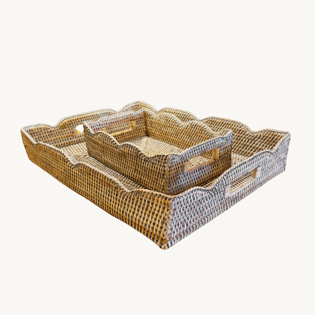 Rattan Rectangular Scallop Tray