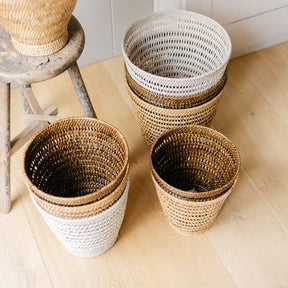 Rattan Open Weave Waste Bin